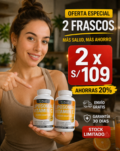 🧲 NUEVO TOPLUX Liposomal "Vitamin C" PREMIUM (90 Cápsulas Original)