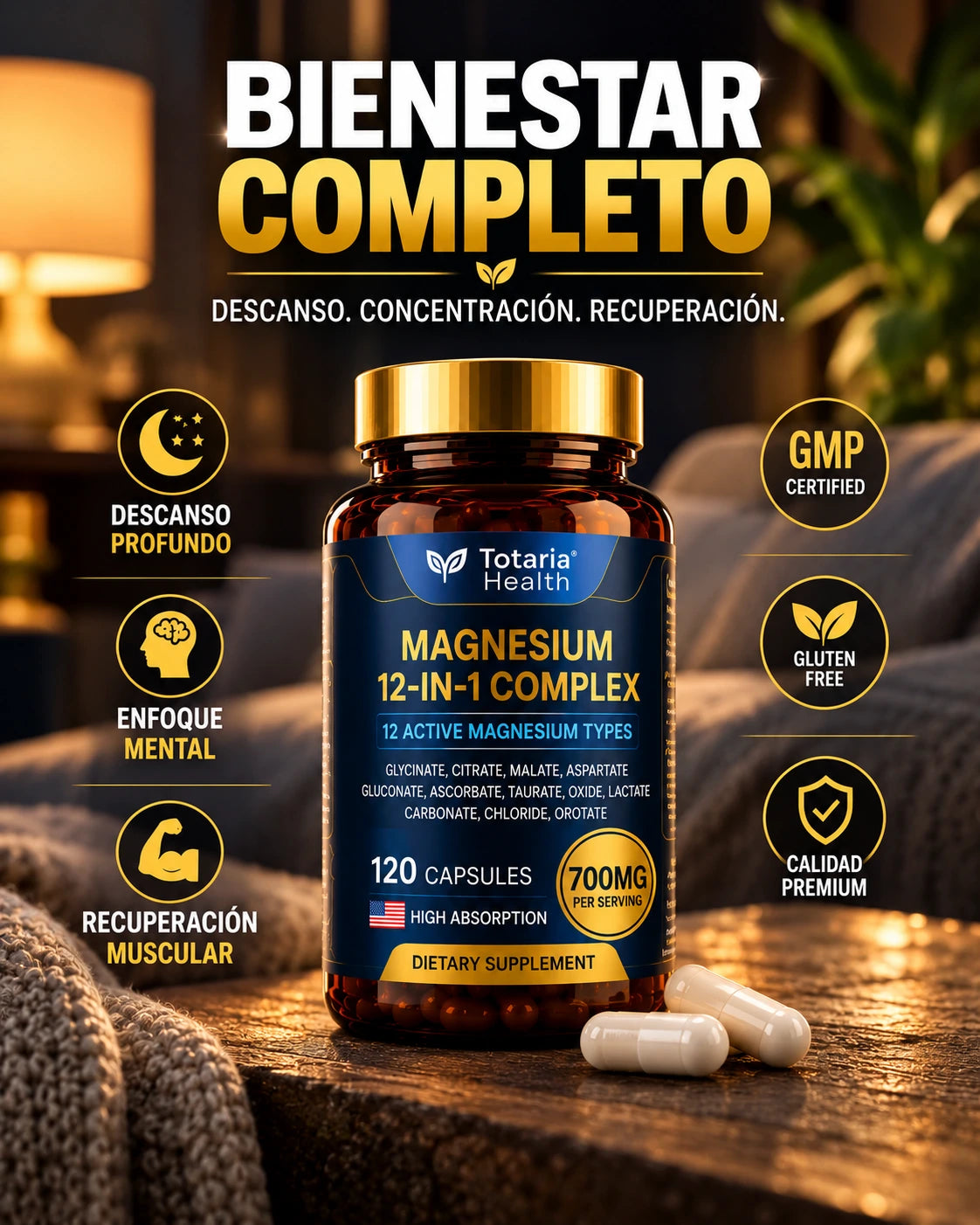 NUEVO TOTARIA 12 IN 1 MAGNESIUM (120 Cáps. Original) 🧲