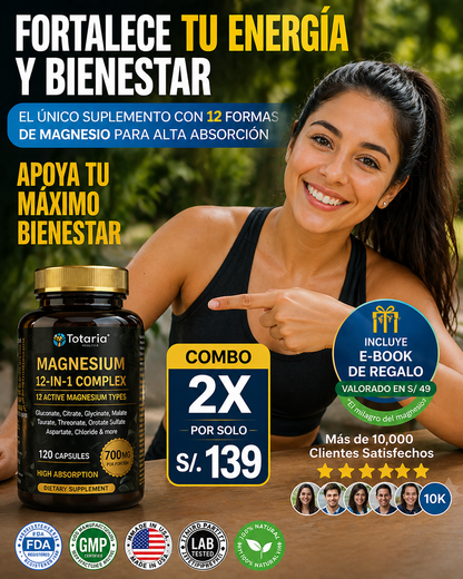 🔥 MAGNESIO 12 EN 1 PREMIUM (120 Cápsulas Original)