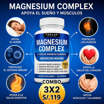 🧲 Magnesio PREMIUM Complex™ 8 en 1 (90 Cápsulas Original) NUEVO