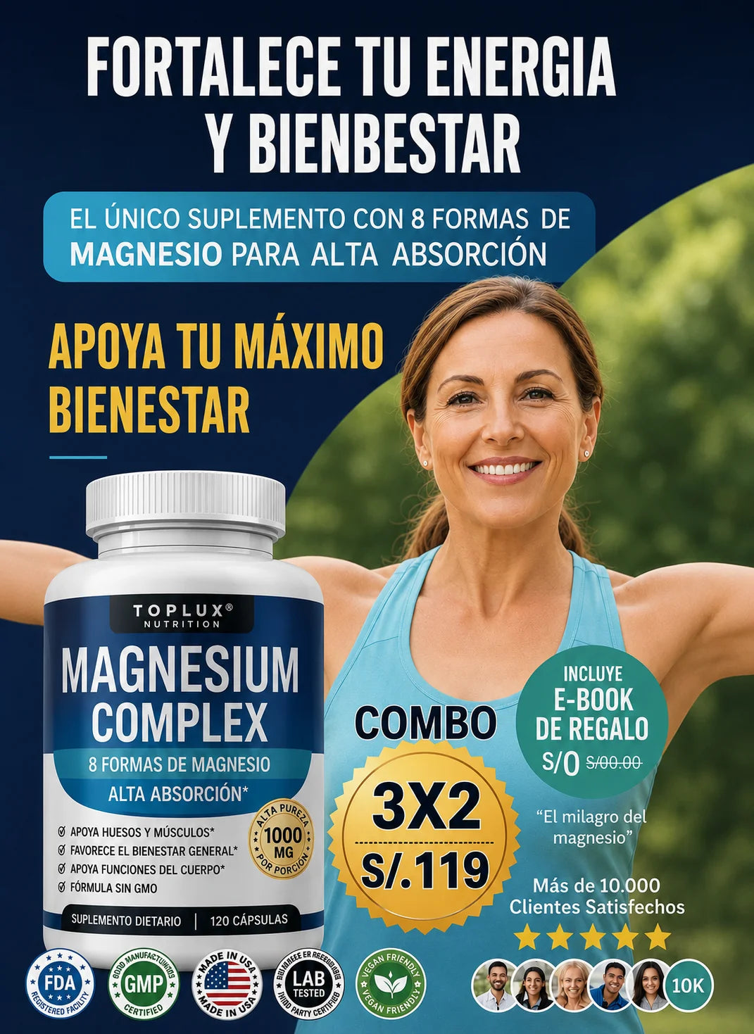 🧲 Magnesio PREMIUM Complex™ 8 en 1 (90 Cápsulas Original) NUEVO