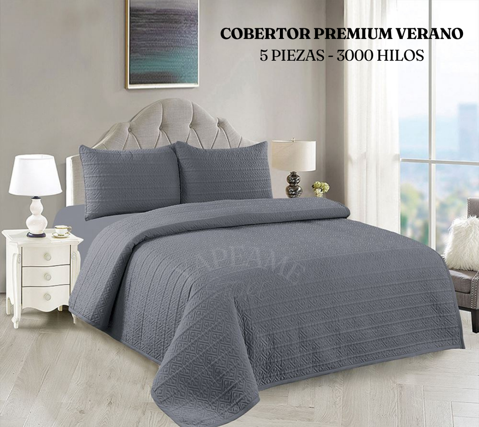 COBERTOR PREMIUM VERANO - 3000 HILOS 5 PIEZAS - 2 PLAZAS