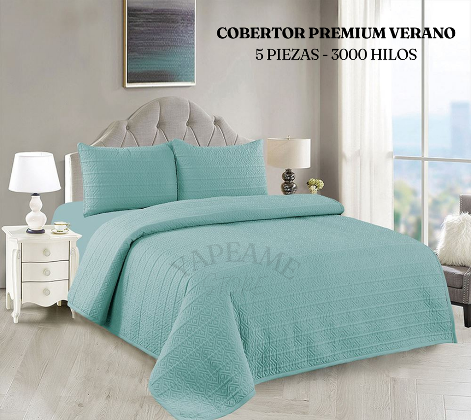 COBERTOR PREMIUM VERANO - 3000 HILOS 5 PIEZAS - 2 PLAZAS