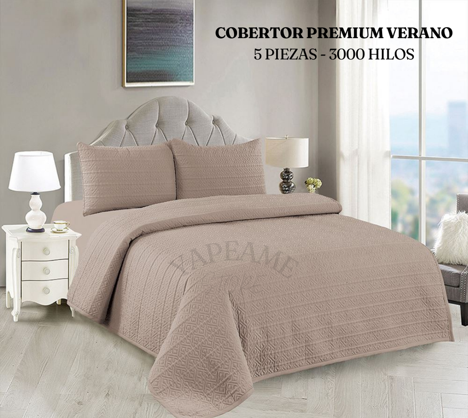 COBERTOR PREMIUM VERANO - 3000 HILOS 5 PIEZAS - 2 PLAZAS