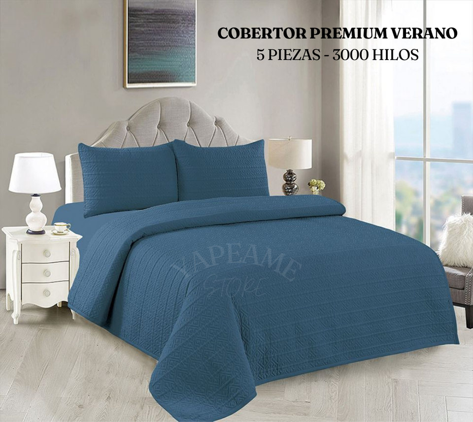 COBERTOR PREMIUM VERANO - 3000 HILOS 5 PIEZAS - 2 PLAZAS