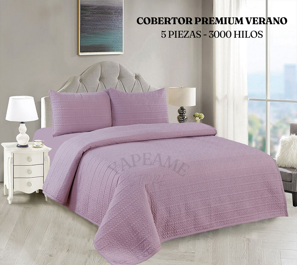 COBERTOR PREMIUM VERANO - 3000 HILOS 5 PIEZAS - 2 PLAZAS