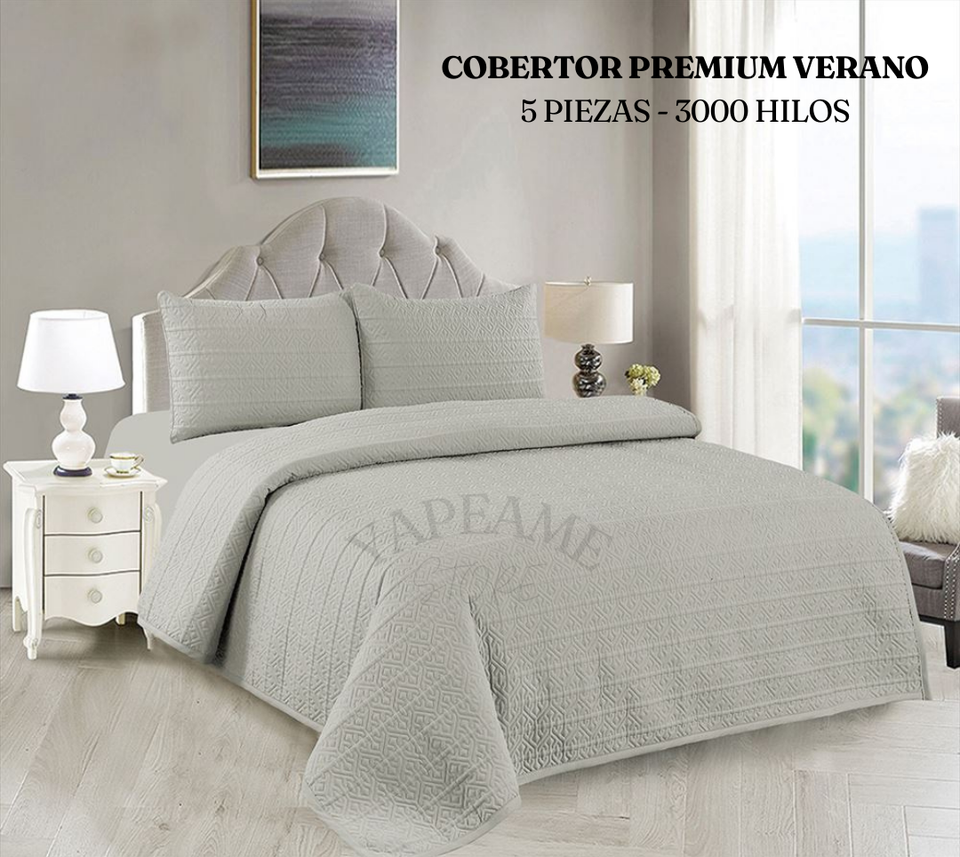 COBERTOR PREMIUM VERANO - 3000 HILOS 5 PIEZAS - 2 PLAZAS