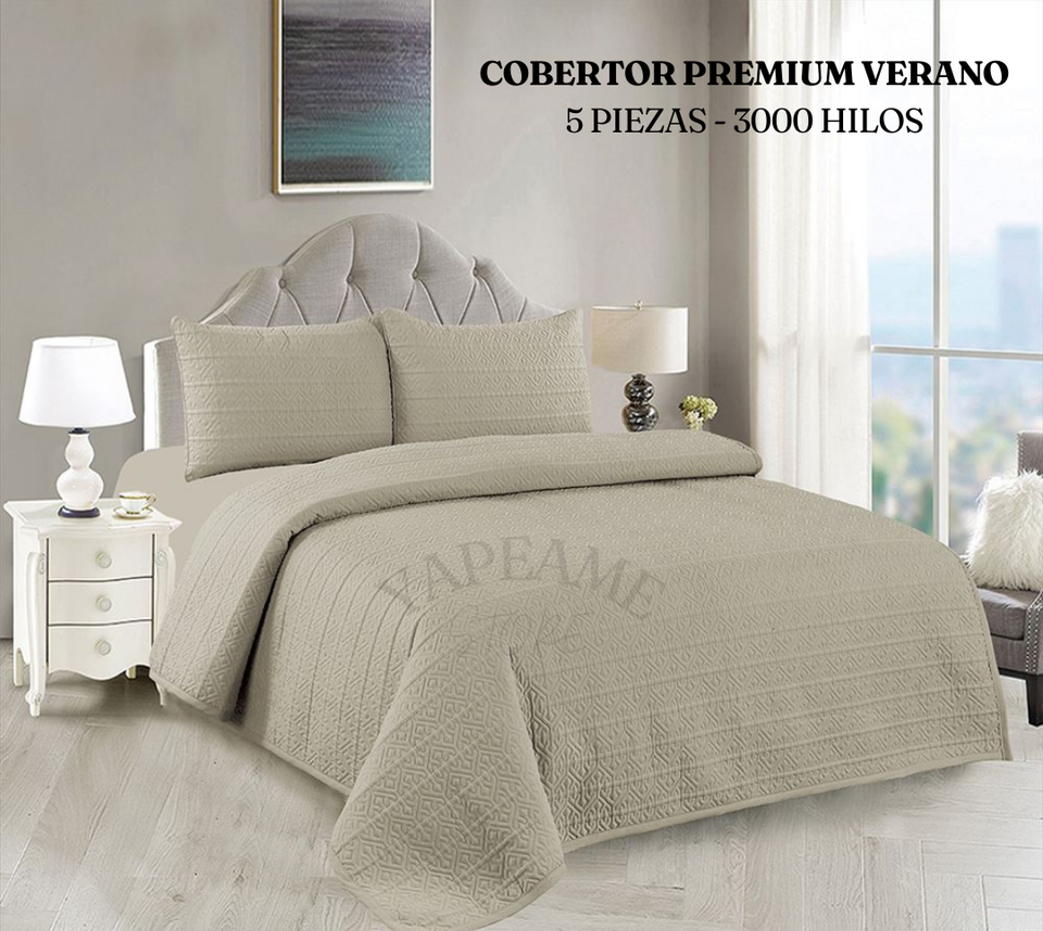 COBERTOR PREMIUM VERANO - 3000 HILOS 5 PIEZAS - 2 PLAZAS