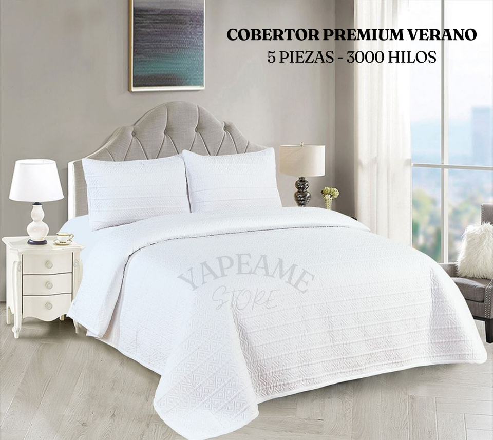 COBERTOR PREMIUM VERANO - 3000 HILOS 5 PIEZAS - 2 PLAZAS