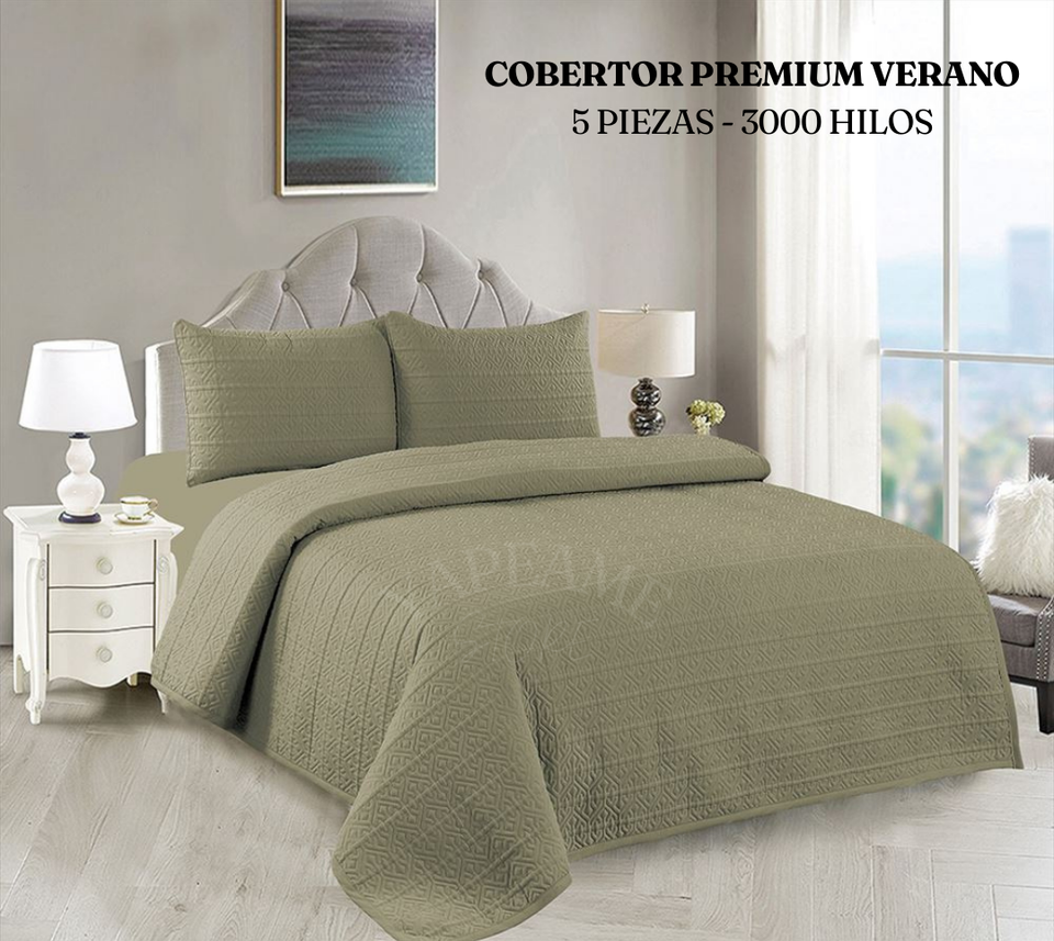 COBERTOR PREMIUM VERANO - 3000 HILOS 5 PIEZAS - 2 PLAZAS