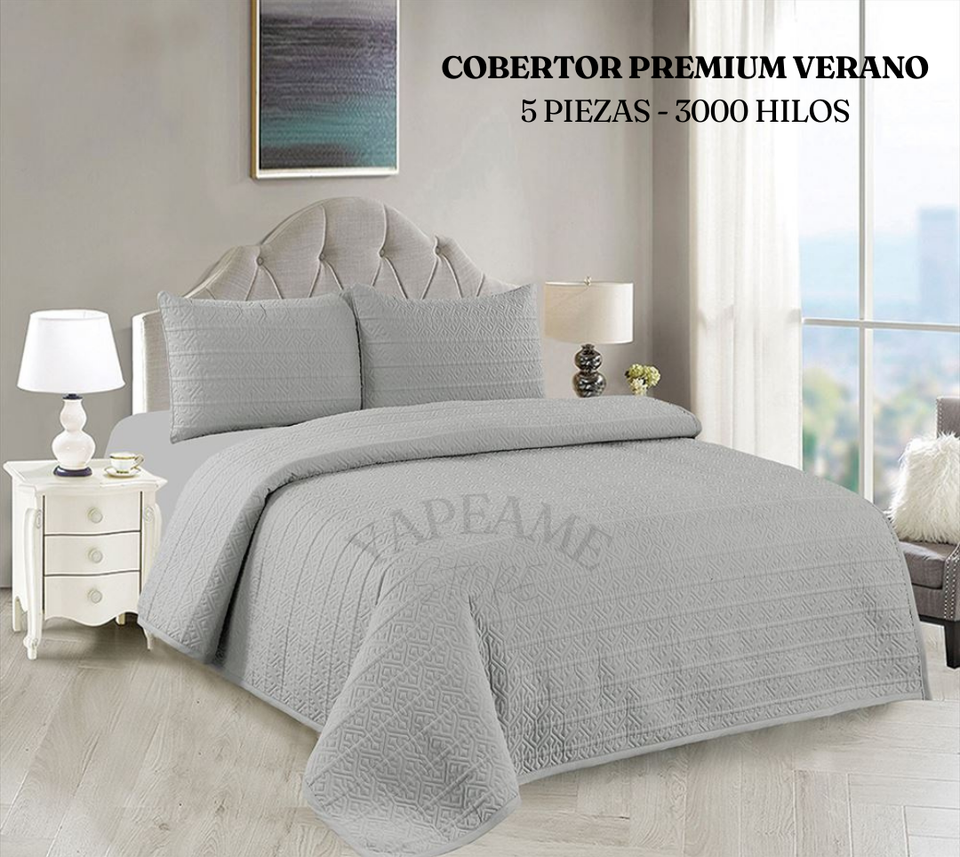 COBERTOR PREMIUM VERANO - 3000 HILOS 5 PIEZAS - 2 PLAZAS