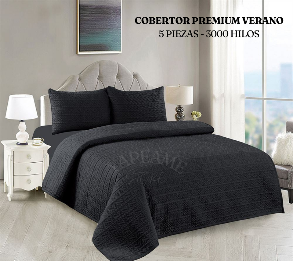 COBERTOR PREMIUM VERANO - 3000 HILOS 5 PIEZAS - 2 PLAZAS