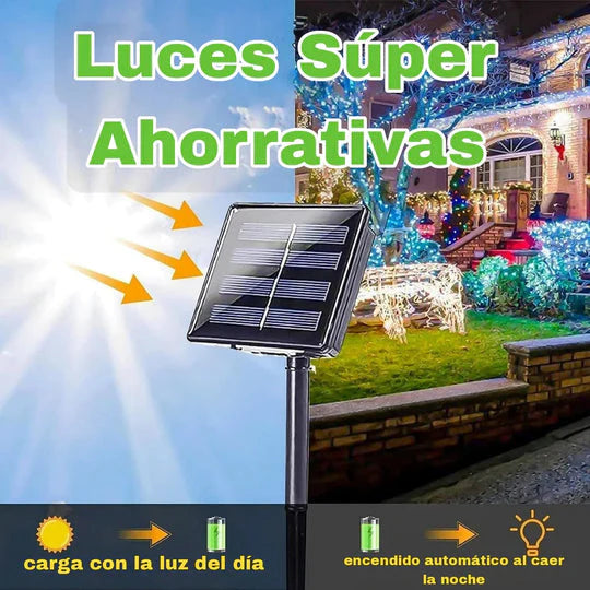 LUCES NAVIDEÑAS CON PANEL SOLAR (25 METROS) Multicolor